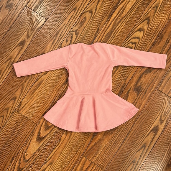 Pink Long Sleeve Peplum Top Girl’s Swing Mini Dress 2T 3T - Picture 4 of 4
